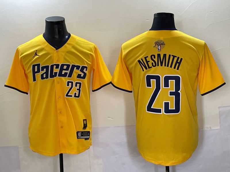 Men 2025 Indiana Pacers #23 Nesmith Yellow Joint Name NBA Jersey style 11